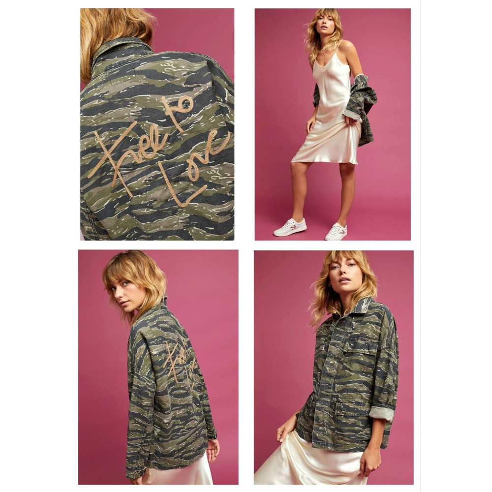 CURRENT/ELLIOTT "Free to Love" chic camo cotton-linen pocket goop jacket $298 M - Picture 16 of 16